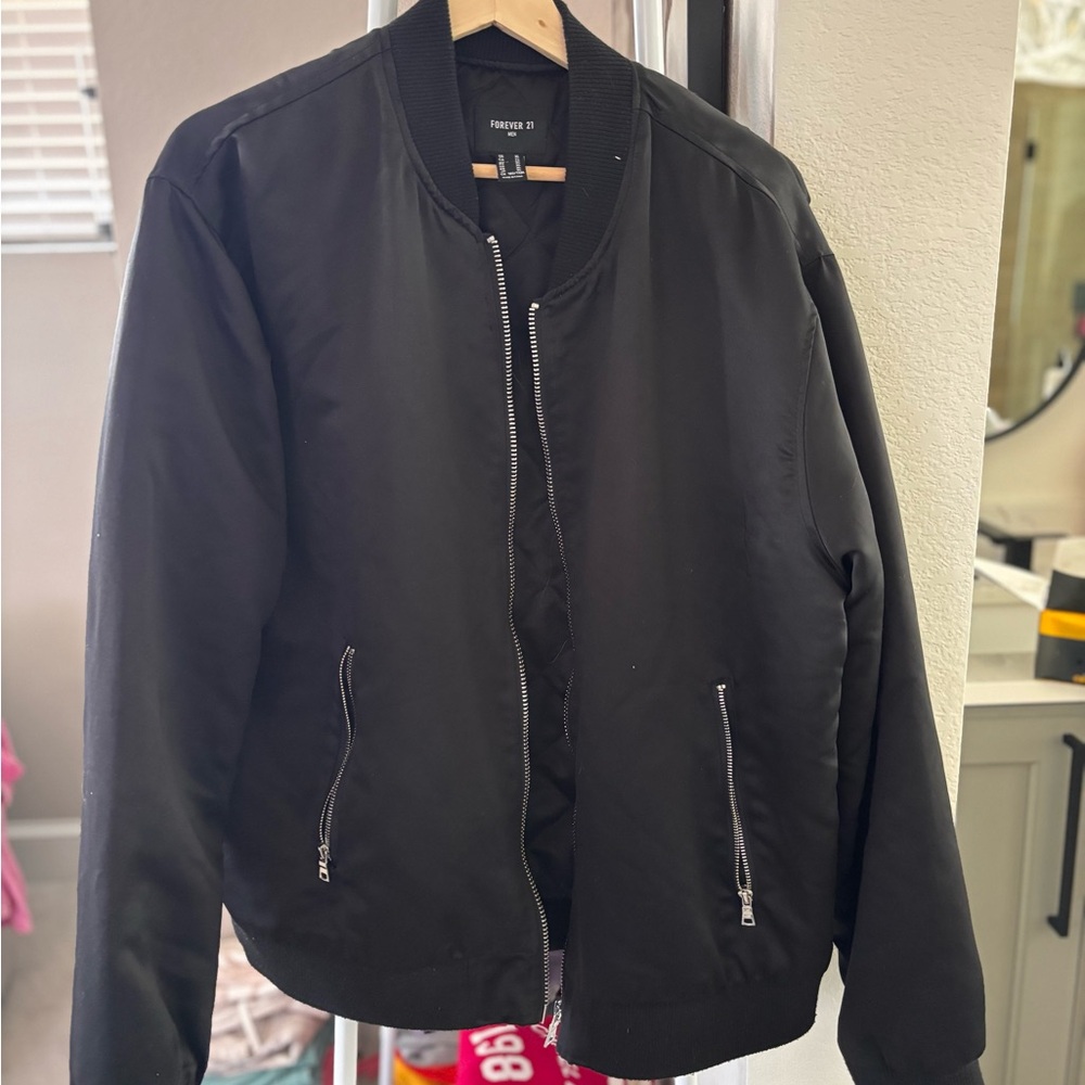 Forever 21 Classic Black Bomber Jacket
